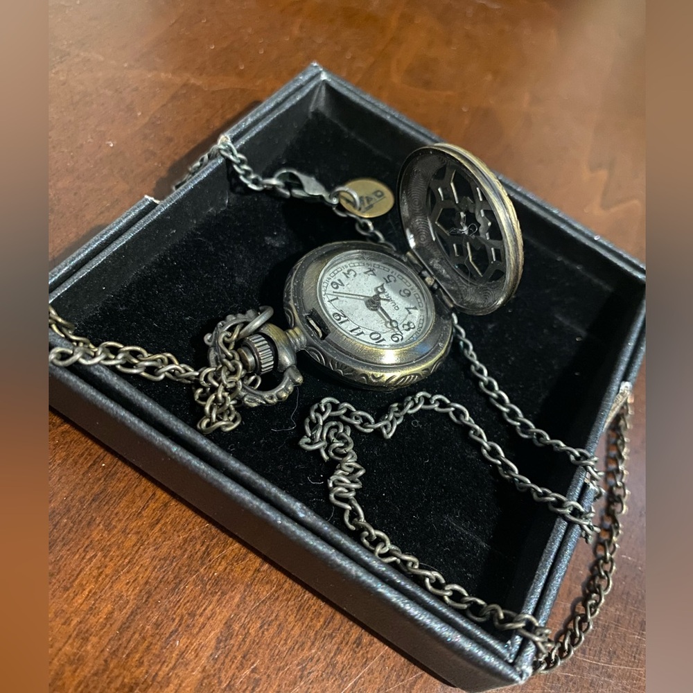 Brass Pocket Watch Necklace with Chain